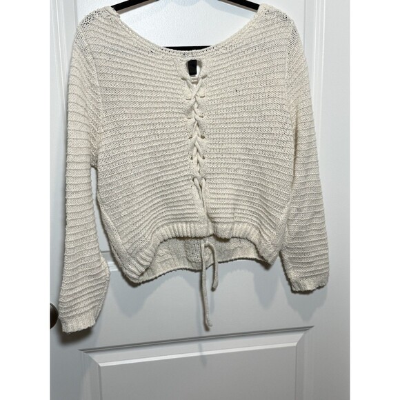 White Top Top Sweater Tie Back Large Windsor Women’s Long Sleeve Winter - Picture 4 of 10